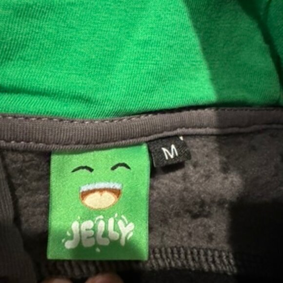 Jelly Official Hoodie Black/Gray Neon Green Tag Medium but S See Measurement - Picture 3 of 5